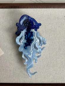 海洋沙滩系列:大白鲨、水母、海马发夹,新款醋酸纤维鲸鱼发夹,夏日条纹鱼发夹,海洋发爪,百搭时尚发饰,清爽发夹,适合女孩和女士。 - 彩色 - 查看 21