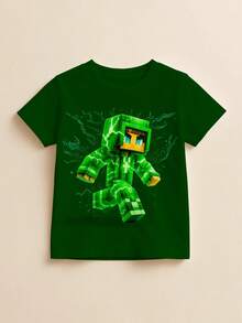 Children's T-Shirt 100% Cotton Animated Character Mine Green - Green - View 1