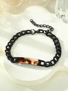 1pc Personalized Photo Couple Bracelet, Customized Eye Photo Bracelet, Stainless Steel Chain Laser Engraved Picture Bracelet, Engraved Photo Stainless Steel Jewelry, Gift For Boyfriend, Commemorative Gift, Personalized Christmas Gift, Customized Father's Day Cuban Link Photo Bracelet - Color Photo Bracelet - View 8