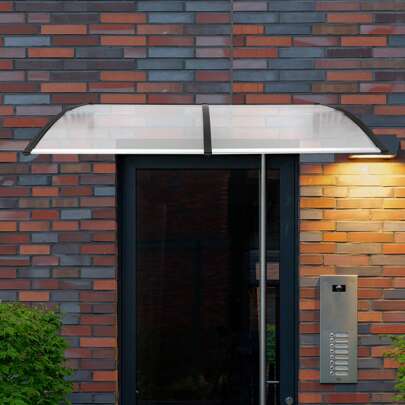 Canopy For Front Door, 200 * 90cm, Transparent Pent Arch Canopy, Transparent Extremely Weather-Resistant, Protects Against Rain, Snow And UV Rays