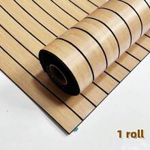 1 Roll Thick 3D Wood Grain Shapes & Stripes Vinyl Wallpaper, Self-Adhesive Peel And Stick, Suitable For DIY Wall, TV Background, Ceiling, Kitchen, Living Room, Bedroom, Wall Furniture Renovation And Home Decor, 118in X 15.7in