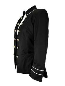 纯色前扣办公室/通勤/派对双排扣修身西装外套 - 黑色 - 查看 5