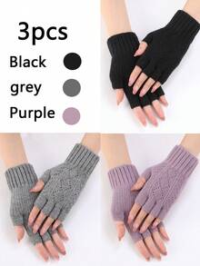 1对多色菱形镂空分指袖套 秋冬女式针织羊毛保暖护腕时尚指套 夏季 - 彩色 - 查看 20