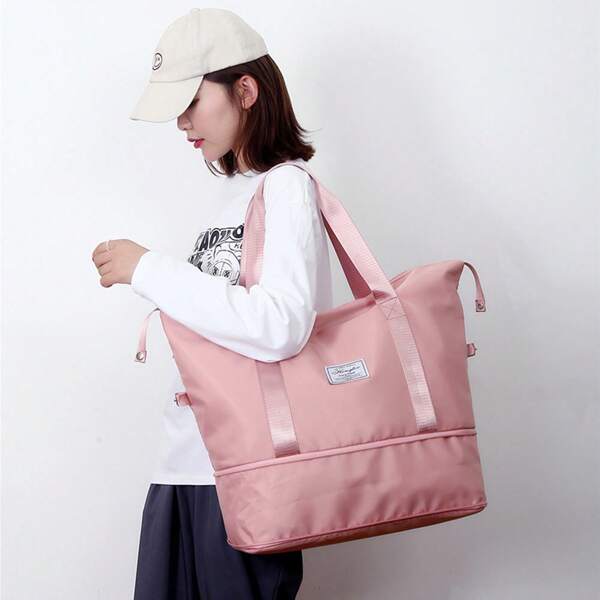 Bolsas de viaje expandibles de nailon para mujeres, bolsas deportivas y de fitness con compartimento seco y húmedo para hombres y mujeres, bolsos de lona para mujeres, bolsas de aseo plegables para viajes, bolsos impermeables para artículos personales de damas, color rosa sakura para maleta, bolso de fin de semana, bolso de gimnasio, bolso de mano, bolso de universidad, bolso de equipaje, bolso de hospital, bolso de vacaciones de invierno