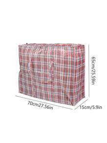 Extra Large Strong And Durable Moving Packing Bags, Reusable Store Zip Bag, High Capacity Clothes Storage Bag, Jumbo Plastic Checkered Storage Laundry Shopping Bags W. Zipper & Handles, Foldable And Reusable, School Organizer Bags Teacher Storage Bags