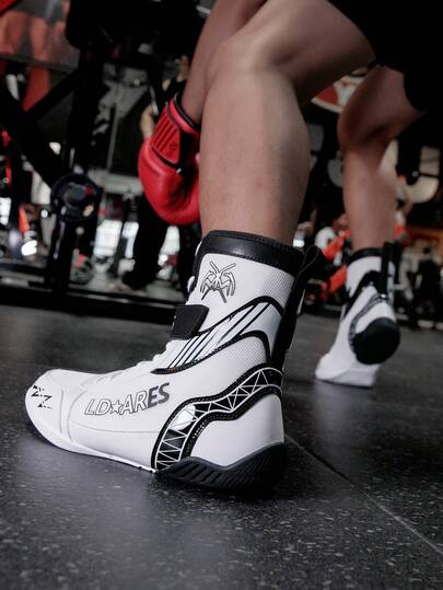 TACHUAN 1 Pair Men's High-Top Professional Boxing Shoes, Wrestling Training Boots, Muay Thai Kickboxing Shoes, Fitness Martial Arts Sneakers