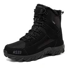 New Men's Autumn And Winter Sports Shoes Snow Boots, Outdoor Hiking Tactical Boots Training Military Boots Running Shoes, Warm And Fluffy, Outdoor Shoes, Outdoor Mountaineering Shoes - Black - View 10