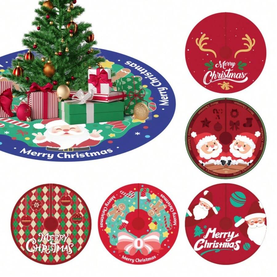 Christmas Tree Skirt Decorations, Santa Claus & Snowflake Designed Christmas Tree Skirt, Creative & Elegant Tree Skirt