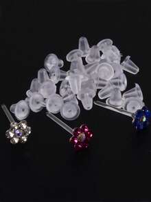 10pairs/Set Glamorous Rhinestone Flower Stud Earrings For Women For Daily Decoration Valentines,Mom,Mother,Mother's Day,Gift - Multicolor - View 8