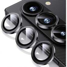 1 片相机镜头保护膜适用于三星 Z Fold 6/Z Fold 5/Z Flip 6，超清晰钢化玻璃，防刮后置摄像头屏幕保护膜，防震，黑色、银色、彩色、CD 图案，金属框架，易于安装适用于日常防护、办公室、家用手机摄像头盖防水防摔防摔防指纹全覆盖