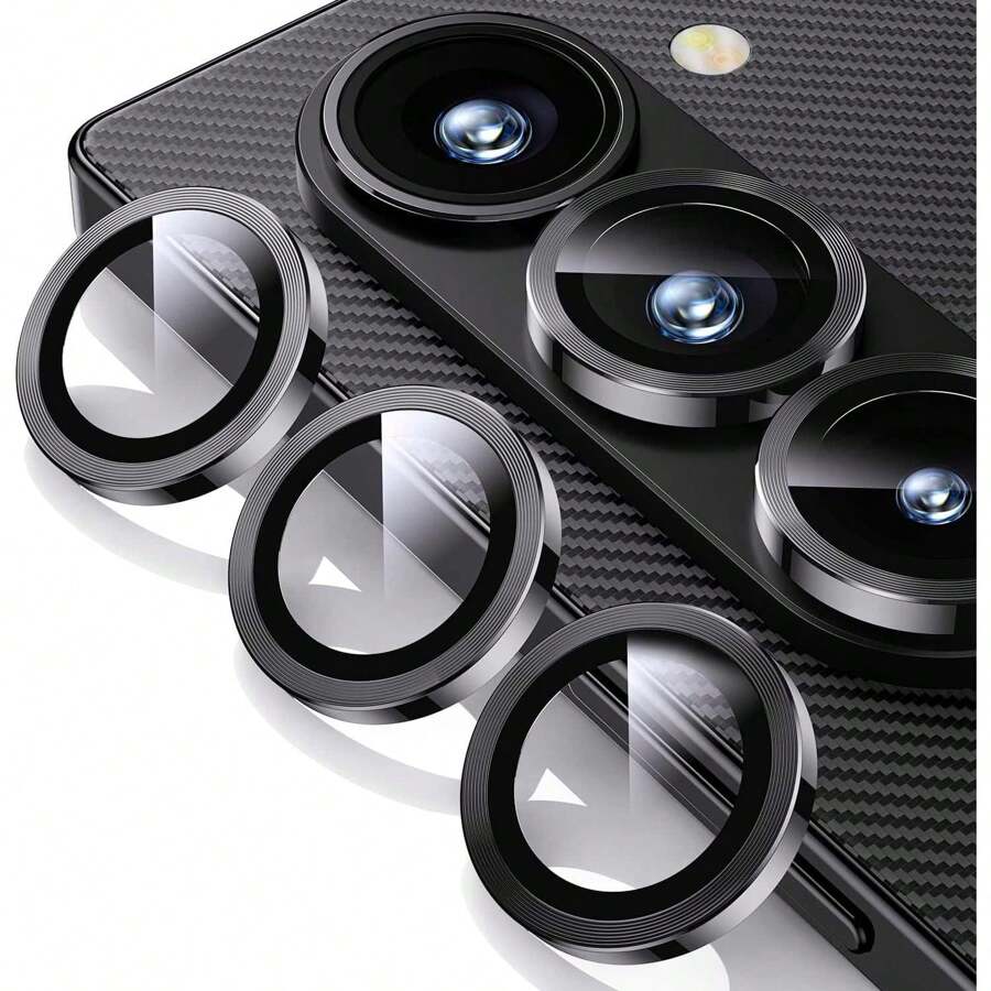 1 片相机镜头保护膜适用于三星 Z Fold 6/Z Fold 5/Z Flip 6，超清晰钢化玻璃，防刮后置摄像头屏幕保护膜，防震，黑色、银色、彩色、CD 图案，金属框架，易于安装适用于日常防护、办公室、家用手机摄像头盖防水防摔防摔防指纹全覆盖