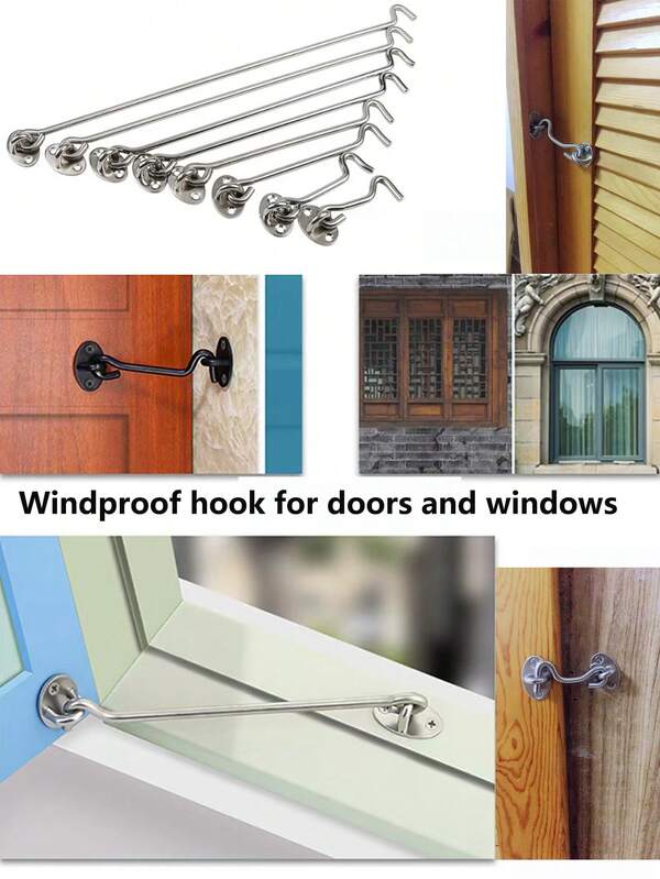 2 Stücke Scheunentür Schloss, windabweisende Fenster Haken, praktische Tür und Fenster windabweisende Zugvorrichtungen, 8 Größenoptionen, schwere, solide Edelstahl Scheunentür Riegel, Schiebetür Schloss, Haken Riegel, inklusive Montageschrauben, geeignet für Haus und Outdoor Verwendung