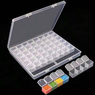 Caixa organizadora com 56 divisórias. Organizador para acessórios e miçangas.