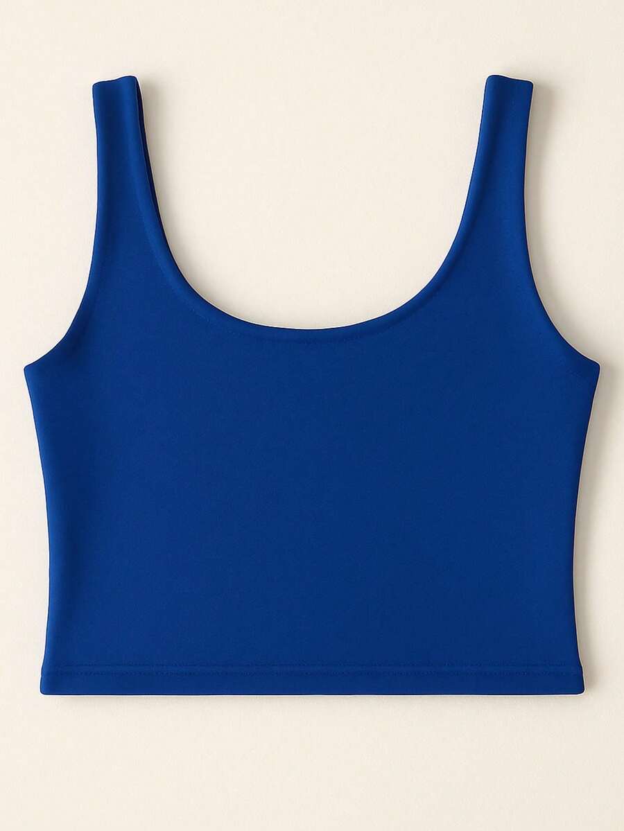 Cropped Tank Top With Thick Supplex Straps - Bic azul - Ver 1