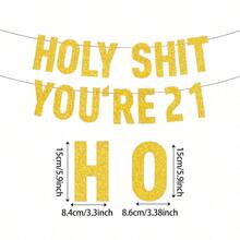 1 Set Rose Gold/Black/Gold Glitter "Holy You're 18 21 30 40 50 60 70 80" Banner, Happy Birthday Celebration Party Decorations