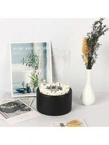 舒适便携式不锈钢室内壁炉 - 圆形玻璃条氛围灯营造温馨舒适的氛围 - 小巧节能，是居家或办公的理想之选，兼具装饰性和实用性。节日必备！打造完美约会之夜氛围！ - 彩色 - 查看 6