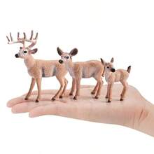 Simulation Christmas Forest Elk, Reindeer, White-Tailed Deer Animal Display Model Set Toys, Desk Display Solid Animal Model Reindeer