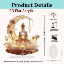 Tượng Phật bằng vàng 2D phẳng, thanh lịch với hoa sen trang trí bằng acrylic - Đồ trang trí để bàn yên bình với thiết kế đèn, phù hợp cho nhà và vườn, hoàn hảo cho lễ kỷ niệm ngày lễ mùa đông, thiết kế phẳng 2D phù hợp cho 11 lễ hội - Nhiều màu - Xem 8