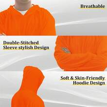 Hi Vis Safety Hoodie, High Visibility Shirts For Men, Long Sleeve, Construction Work Shirts With Sun Protective Hood - 安全黃 - 查看 10