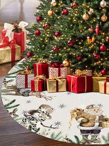 1件装圣诞树裙，直径60/90厘米可选，图案包括姜饼人、圣诞老人和雪人，适用于圣诞树、圣诞花环和侏儒主题装饰，可用于圣诞树装饰、圣诞家居装饰、房间装饰、冬季圣诞装饰、家居圣诞礼物等。