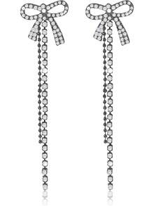 Bow Earrings For Women  Sparkly Rhinestone Chain Tassel Earrings Cute Ribbon Stud Earring Daily Party Jewerly Gifts Christmas Stocking Stuffers - B5: khuyên tai nơ đen - Xem 1