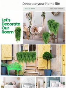 1 件人造藤蔓悬挂假植物，人造蕨类植物墙假常春藤绿花房间装饰适用于家庭花园、婚礼派对、活动室和户外装饰，人造装饰品，逼真植物 - 綠色 - 查看 12