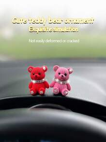1/2 Handmade Healing Plush Bear Car Decor, Micro Landscape Creative Cute Rhinestone Embellished Small Bear Ornament, Stress Relief For Car