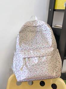 时尚大容量女士背包，尼龙材质轻便可爱女士学生背包 - 可爱花卉图案笔记本电脑背包，大学书包，多口袋设计，适合商务、通勤、户外、旅行和郊游等，流行的返校季节选择 - 送给青少年、初中/高中和大学生的理想礼物 - 彩色 - 查看 10