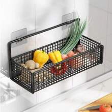 Estantería de hierro para cocina, baño, cesta de almacenamiento de gran capacidad montada en la pared, fácil de instalar sin taladrar, adecuada para cocina, baño, dormitorio, vuelta al colegio, Acción de Gracias, Halloween, regalos de Navidad, regalos de Halloween