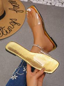 1 Par de Chinelos Confortáveis com Estampa de Pele de Cobra em Couro Sintético, Adequado para Praia, Casa, Verão, Durável e na Moda