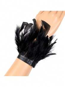 1件羽毛袖口/羽毛臂环/歌舞女郎腿部装饰手镯，适合狂欢节派对、角色扮演、舞台表演服装、万圣节 - 多色 - 查看 5