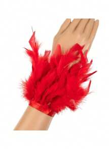 1件羽毛袖口/羽毛臂环/歌舞女郎腿部装饰手镯，适合狂欢节派对、角色扮演、舞台表演服装、万圣节 - 多色 - 查看 11