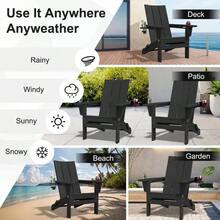 JUSTLET Outdoor Patio Chair, HDPE Folding Adirondack Chair, Black - 1+黑色 - 查看 4