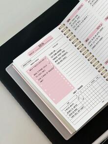 Trees Women's Weekly Planner Notebook, With Label Stickers, Undated Daily Schedule Spiral Bound, Goal Planner, With Habit Tracker. - Pink - View 4