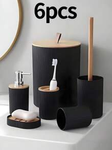 4/6件套浴室收纳套装，包含垃圾桶、牙刷架、皂液器、皂碟和浴室置物架，是理想的礼物之选。这款浴室套装完美契合乡村风格的浴室装饰，将奢华的塑料浴室装饰品与马桶刷套装巧妙结合，也是北欧风格浴室的理想配件。 - 彩色 - 查看 11