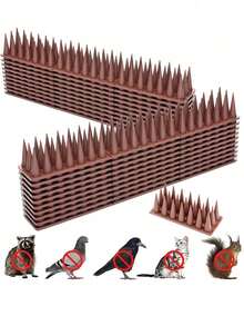 Bird Spikes, 1 Pc Bird Squirrel Raccoon Pigeon Cat Animal Deterrent Spikes For Outside Anti Bird Defender Spikes Outdoor To Keep Birds Away Brown