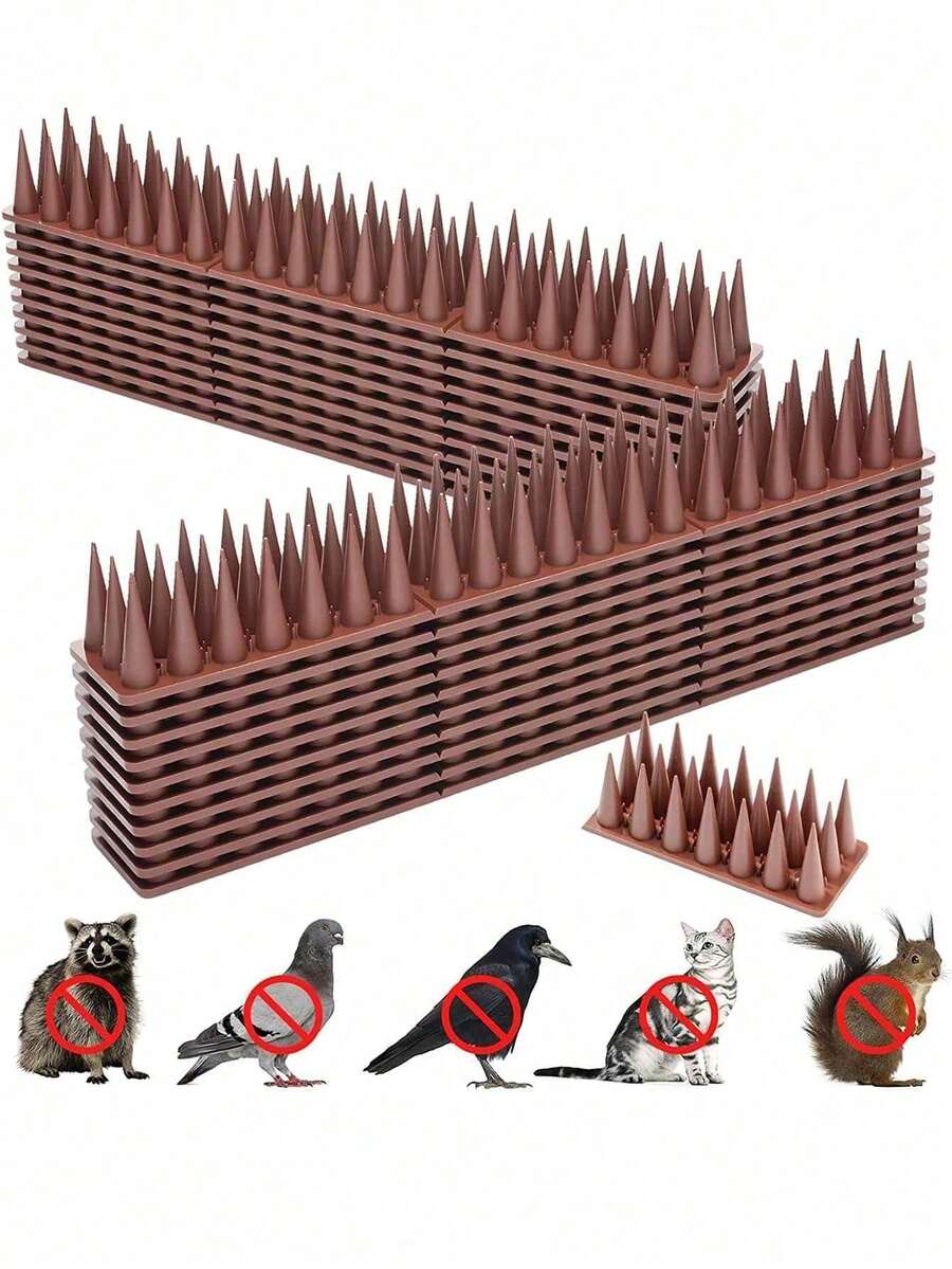 Bird Spikes, 1 Pc Bird Squirrel Raccoon Pigeon Cat Animal Deterrent Spikes For Outside Anti Bird Defender Spikes Outdoor To Keep Birds Away Brown