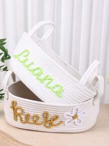 Cesto di immagazzinaggio intrecciato personalizzato su misura, fatto a mano, per giocattoli per bambini, cesto per il bucato, design carino per bambini, regalo per le feste, contenitore per la stanza del bambino, organizer per cosmetici e trucchi, multifunzionale, anti-muffa, decorativo, riutilizzabile, elegante, di alta qualità, colorato, moderno, personalizzato, unico, regalo ideale per lui, regalo ideale per lei