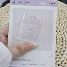 5个粉色TPU爱心/蝴蝶结/花朵/紫色爱心猫咪充电线保护套，兼容苹果18/20W充电器，送朋友的好礼物 - 愛心領結 - 查看 4