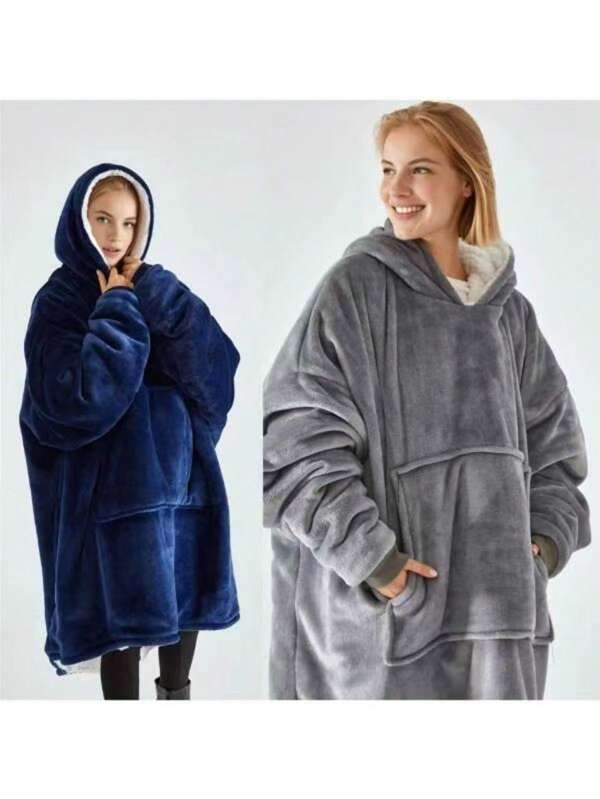 Wearable Blanket With Sleeves - Unisex Hooded Blanket Sweatshirt Gift, Warm & Cozy Oversized Blanket Hoodie, Sherpa With Sleeves And Giant Pocket Thick Flannel Blanket