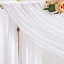 1pc Elegant Chiffon Wedding Arch Backdrop For Indoor And Outdoor Decoration - Original White - View 3