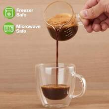 2 Pack Measuring Cups 75ML Espresso Cups With Handle Espresso Shot Glasses With VShaped Mouth Clear Accessories Milk Frothing Pitcher