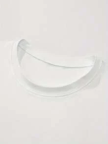 Girls' Casual Short Sleeve T-Shirt With Navy Blue Number 14 Print - Breathable Round Neck Tee For Casual Attire, Machine Washable Youth Apparel - 白色 - 查看 3