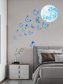 1/3/5pcs Moon, Butterfly Luminous Stickers Waterproof PVC Self-Adhesive Removable Luminous Stickers Suitable For Bedroom, Children's Room Wall Stickers Halloween, Christmas Gifts For Friends And Family. Room Decor Bedroom Decor Kitchen Decor Wall Decor