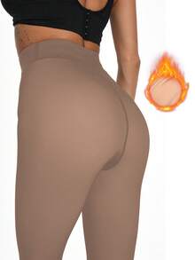 Women's Fleece Leggings Are Casual, Simple And Sexy, Suitable For Winter.  They Can Be Lined With Fleece For Warmth And Paired With Leather Boots Or Short Skirts - 咖透膚 - 查看 4
