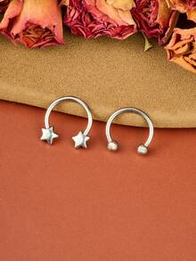 16G Women's Lip Ring, Nose Ring, Cartilage Hoop, Horseshoe Earrings, Low Allergy Stainless Steel, Butterfly, Star, Heart, Pearl Designs, 10mm Diameter