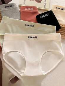 Sensual Star 6 piezas de bragas triangulares para mujer, cómodas bragas de cintura media con diseño de letras de unicolor, sin costuras - Multicolor - Ver 3