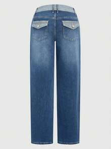 New Women's Designer Stretch Washed Stitching Stretch Denim Trousers - Rửa trung bình - Xem 5