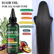 100ml Bottle 7-In-1 Hair Treatment Oil With Castor Oil + Banana Oil + Pumpkin Seed Oil + Peppermint Oil + Biotin + Keratin Moisturizing & Hydrating, Gentle Formula To Repair Dry, Frizzy Hair For All Hair Types & Scalp, Unisex Hair Supplies Hair Care - màu xanh lá - Xem 1