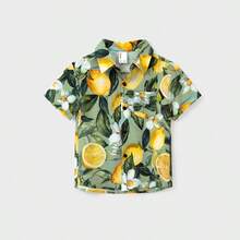 PatPat Matching Family Outfits – Lemon Print Hawaiian Shirts & Summer Dresses – Tropical Vacation Clothes For Men, Women & Kids - 綠色 - 查看 4